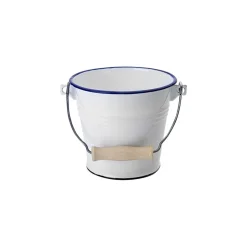Balde con Asa 1,5lt Acero Esmaltado Blanco y Azul 14cm Ibili