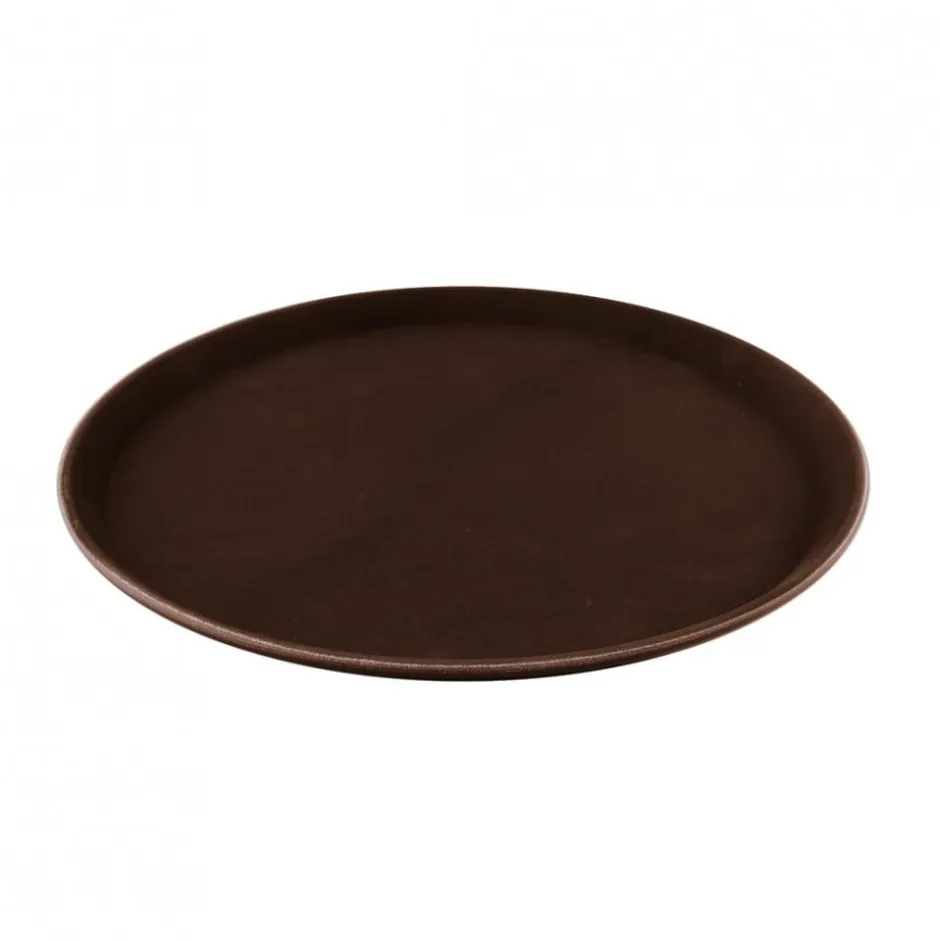 Bandeja antideslizante 40cm plast redonda café Rinox