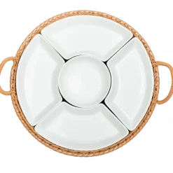 Bandeja de Mimbre Redonda 5 Divisiones 42cm Banket Wolfen