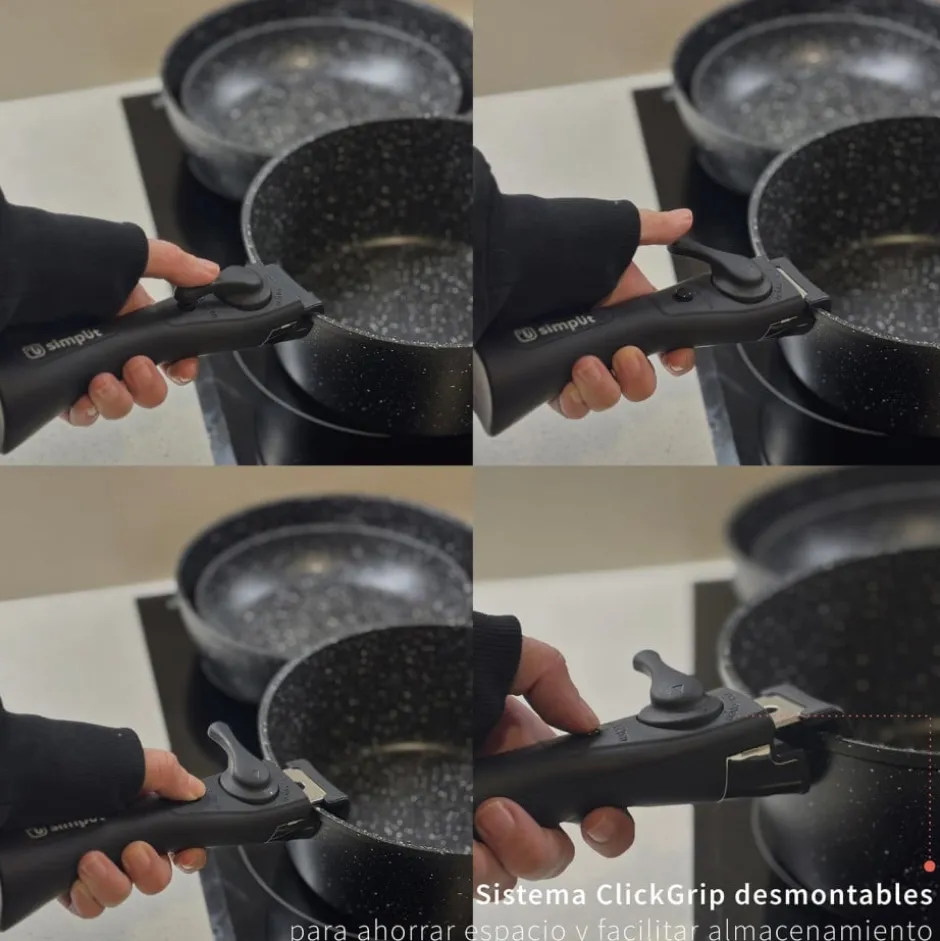 Batería de Cocina Antiadherente Oxford Granito 15pzs Simplit