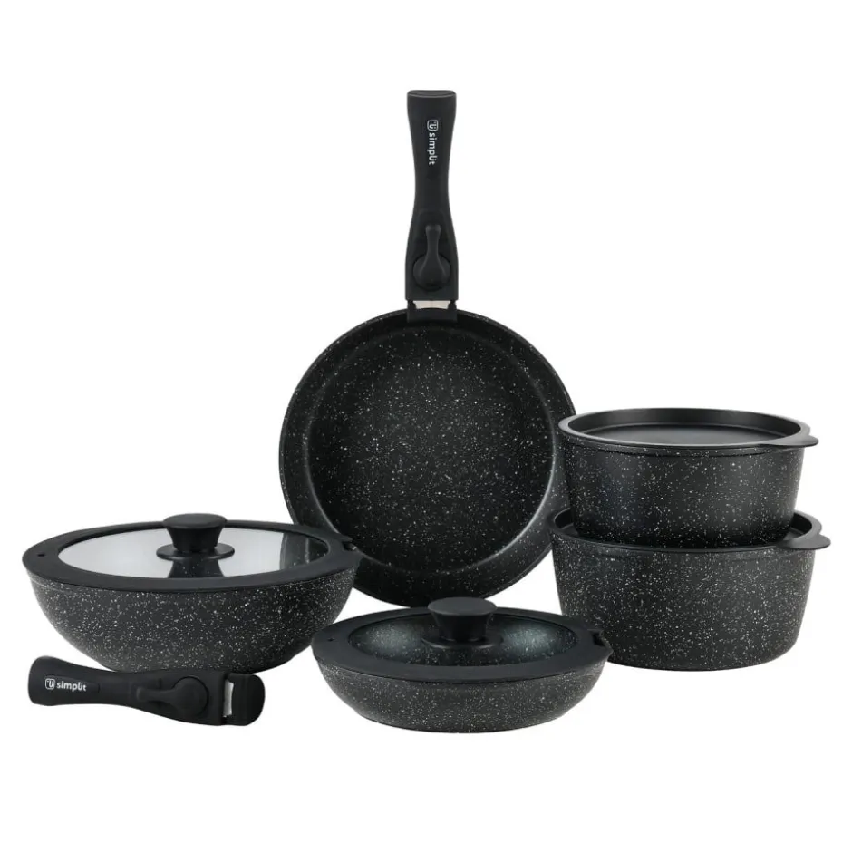 Batería de Cocina Antiadherente Oxford Granito 15pzs Simplit