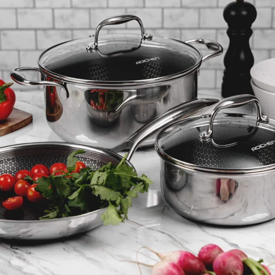Batería de Cocina 5 piezas Acero Inoxidable Bee Roichen