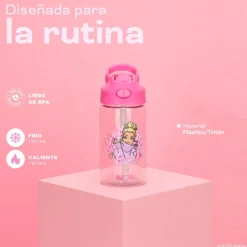 Botella Agua Niños Barbie Love 420ml con Bombilla UMA