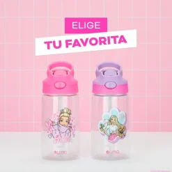 Botella Agua Niños Barbie & Pets 420ml con Bombilla UMA