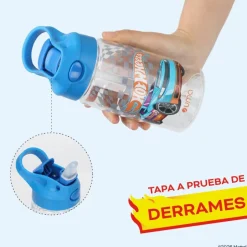 Botella Agua Niños Hot Wheels Race 420ml con Bombilla UMA