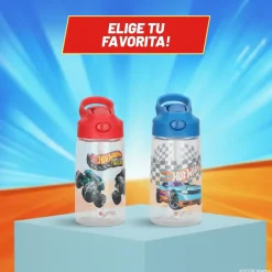 Botella Agua Niños Hot Wheels Race 420ml con Bombilla UMA