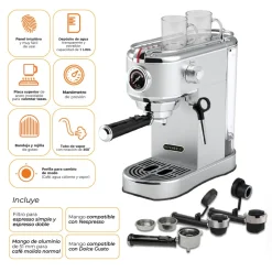 Cafetera Espresso 1 L Bari 5 en 1 Kitchen-it