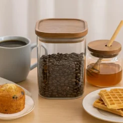 Canister de Borosilicato con Tapa de Madera 10x12cm Lugano