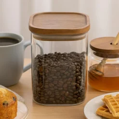 Canister de Borosilicato con Tapa de Madera 10x15cm Lugano