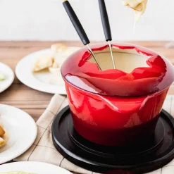 Fondue Fierro Esmaltado con 6 Tenedores Lugano