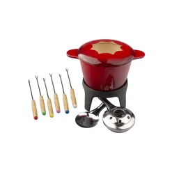 Fondue Fierro Esmaltado con 6 Tenedores Lugano