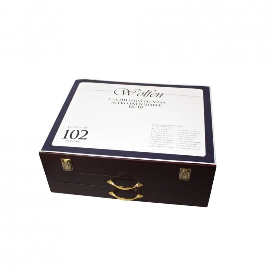 Juego 102 piezas de Cubertería con Estuche de Madera Wolfen