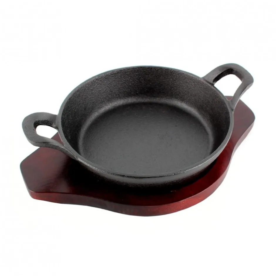 Paila Fierro 18cm con Base de Madera Lugano