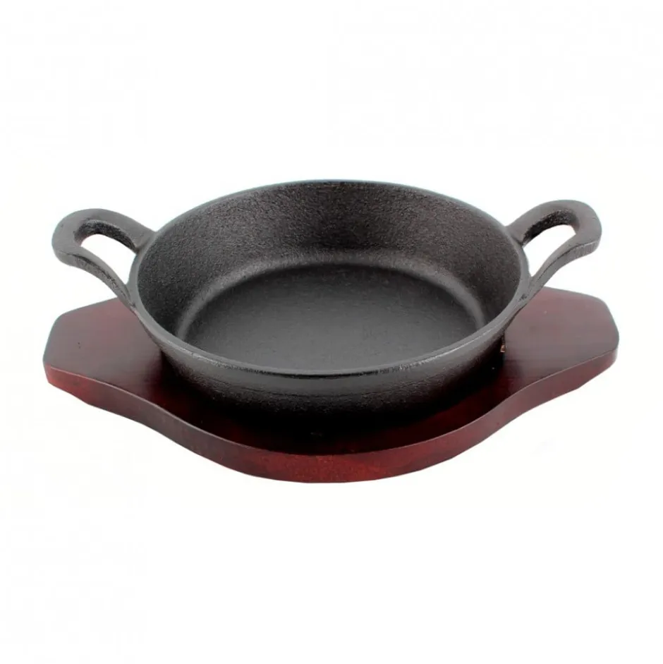 Paila Fierro 18cm con Base de Madera Lugano