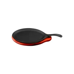 Plancha ovalada 24 cm de fierro con base de madera Lugano