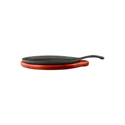 Plancha ovalada 24 cm de fierro con base de madera Lugano