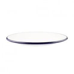 Plato Bajo Acero Esmaltado Blanco y Azul 24cm Ibili