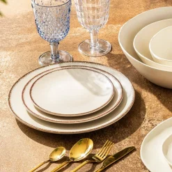 Plato Bajo Melamina Ivory 28cm Diseño Borde Lugano