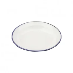 Plato Hondo Acero Esmaltado Blanco y Azul 24cm Ibili