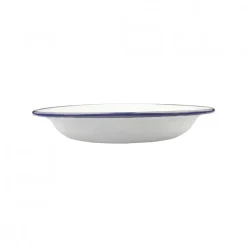 Plato Hondo Acero Esmaltado Blanco y Azul 24cm Ibili