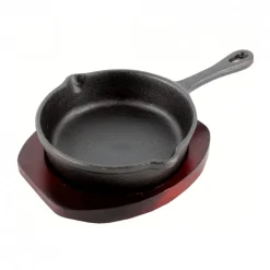 Sartén de Fierro 13cm con Base de Madera Lugano