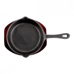 Sartén de Fierro 13cm con Base de Madera Lugano
