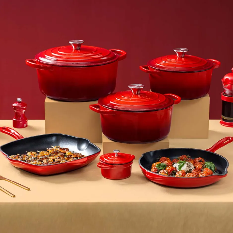 Sartén Fierro Esmaltado Rojo 27 cm Lugano