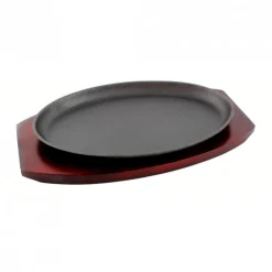 Sartén Ovalado Fierro con Base Madera 28x18cm Lugano