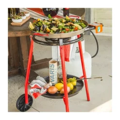 Set Andreu Paellera 46cm con Difusor y Soporte con Ruedas y Bandeja Certificado Garcima