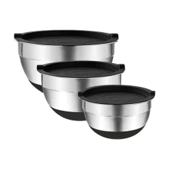 Set 3 Bowls con Tapa Acero Inoxidable Antideslizante Simplit