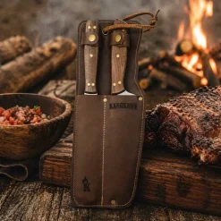 Set Cuchillo Parrillero y Pincho con Funda de Cuero Kangkawe