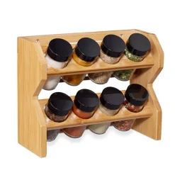 Set 8 Frascos Especiero Condimentos de Madera Vidrio Simplit
