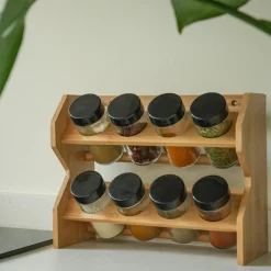 Set 8 Frascos Especiero Condimentos de Madera Vidrio Simplit