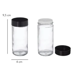 Set 8 Frascos Especiero Condimentos de Madera Vidrio Simplit