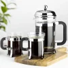 Set 3 Pzs Cafetera Francesa 600ml + Tazas 200ml Vidrio Rennes Lugano