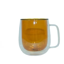 Set 2 Pzs Tazas Doble Pared 400ml Borosilicato Ambar Palermo Lugano