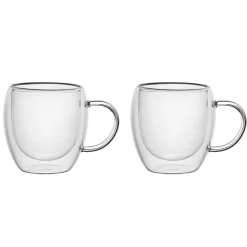 Set 2 Pzs Tazas Doble Pared 220ml Borosilicato Viena Lugano