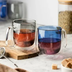 Set 2 Tazas Doble Pared 250ml Borosilicato Negro Palermo Lugano