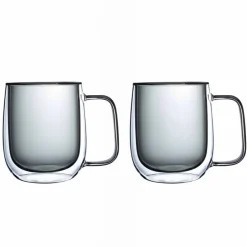 Set 2 Tazas Doble Pared 250ml Borosilicato Negro Palermo Lugano