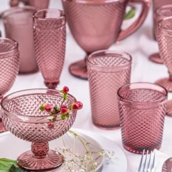 Set 4 Vasos Bajo 240ml Morado Mini Diamante Lugano