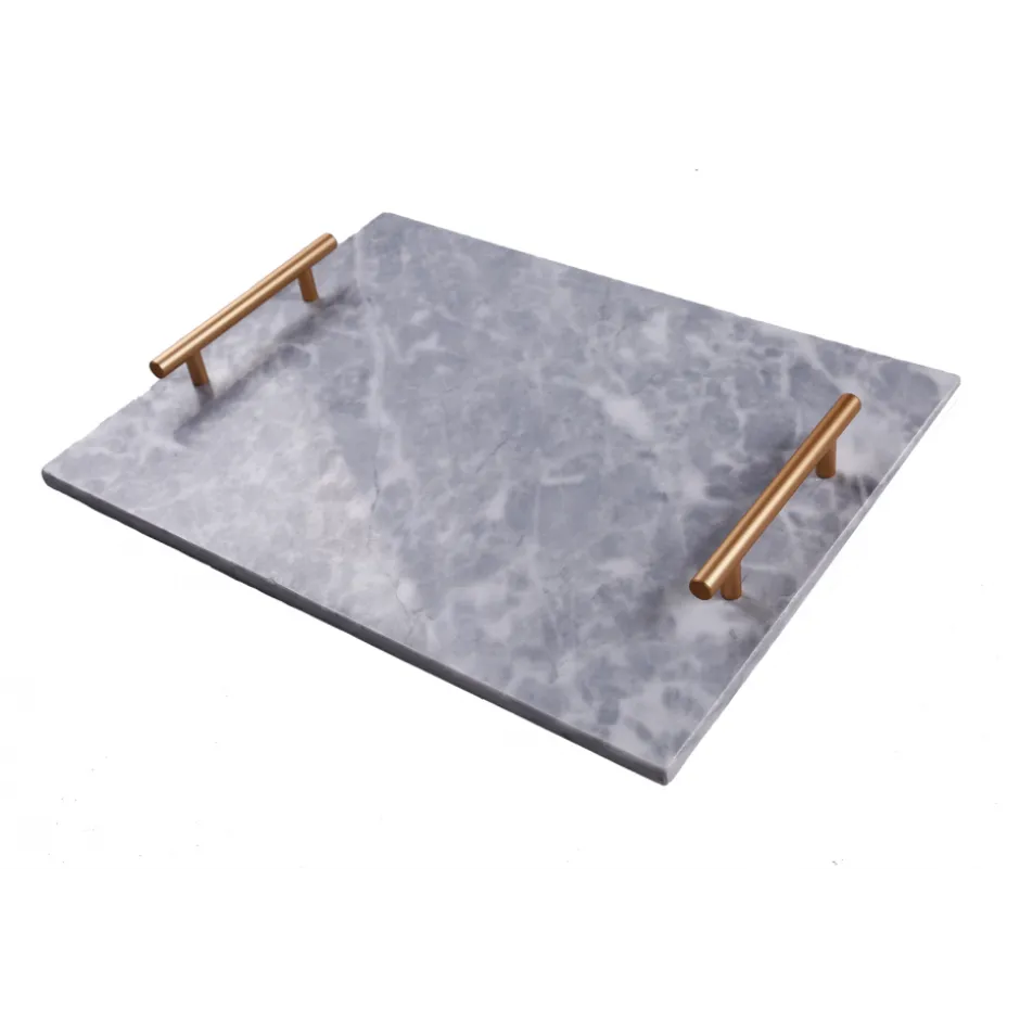 Tabla Rectangular con Asas 40x30cm Marmol Lugano