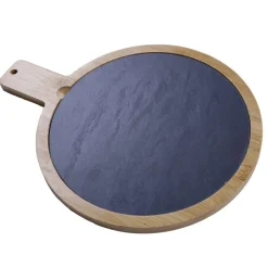 Tabla Redonda Madera con Mango 36x28cm Pizarra Lugano