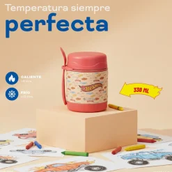 Termo Comida Hot Wheels Class + Cuchara 330ml Acero Inox UMA