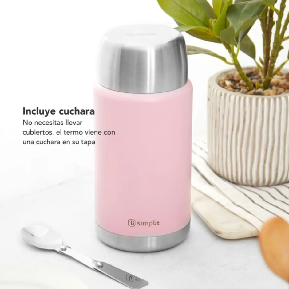Termo de Comida Insulado 750ml Acero Inox Rosado Simplit