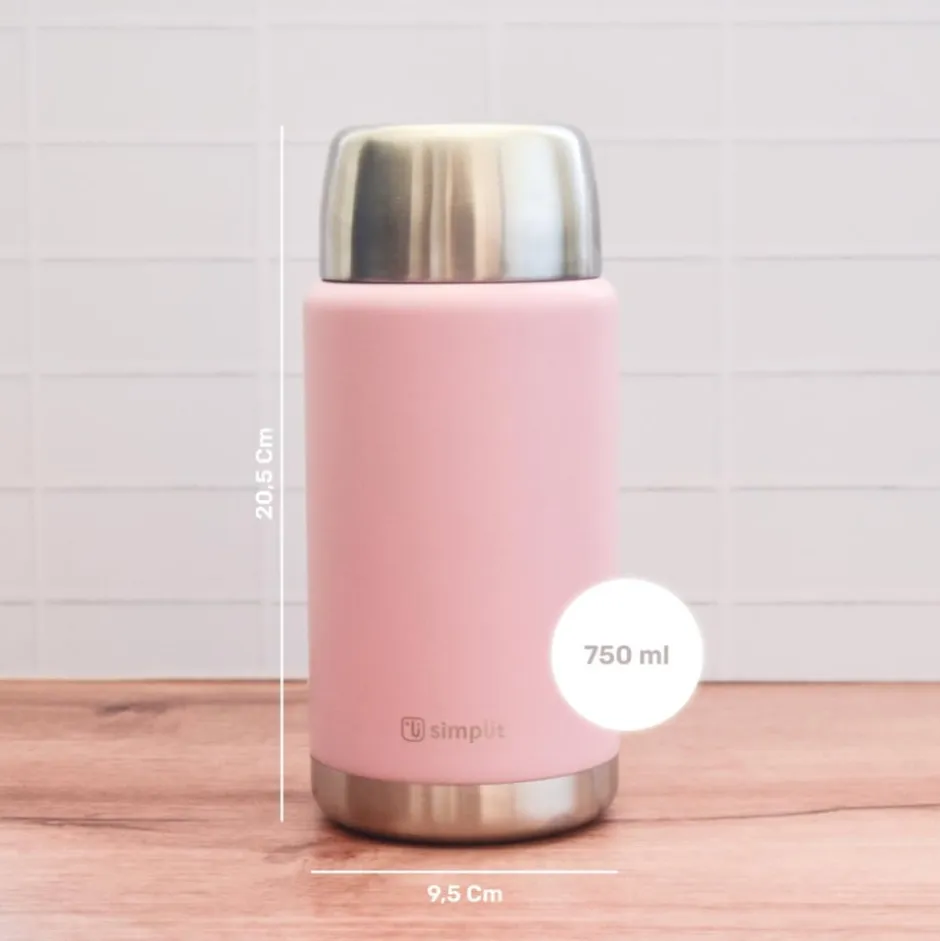 Termo de Comida Insulado 750ml Acero Inox Rosado Simplit