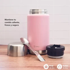 Termo de Comida Insulado 750ml Acero Inox Rosado Simplit