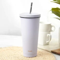 Vaso Térmico Tapa y Bombilla 750ml Morado Tumbler Simplit